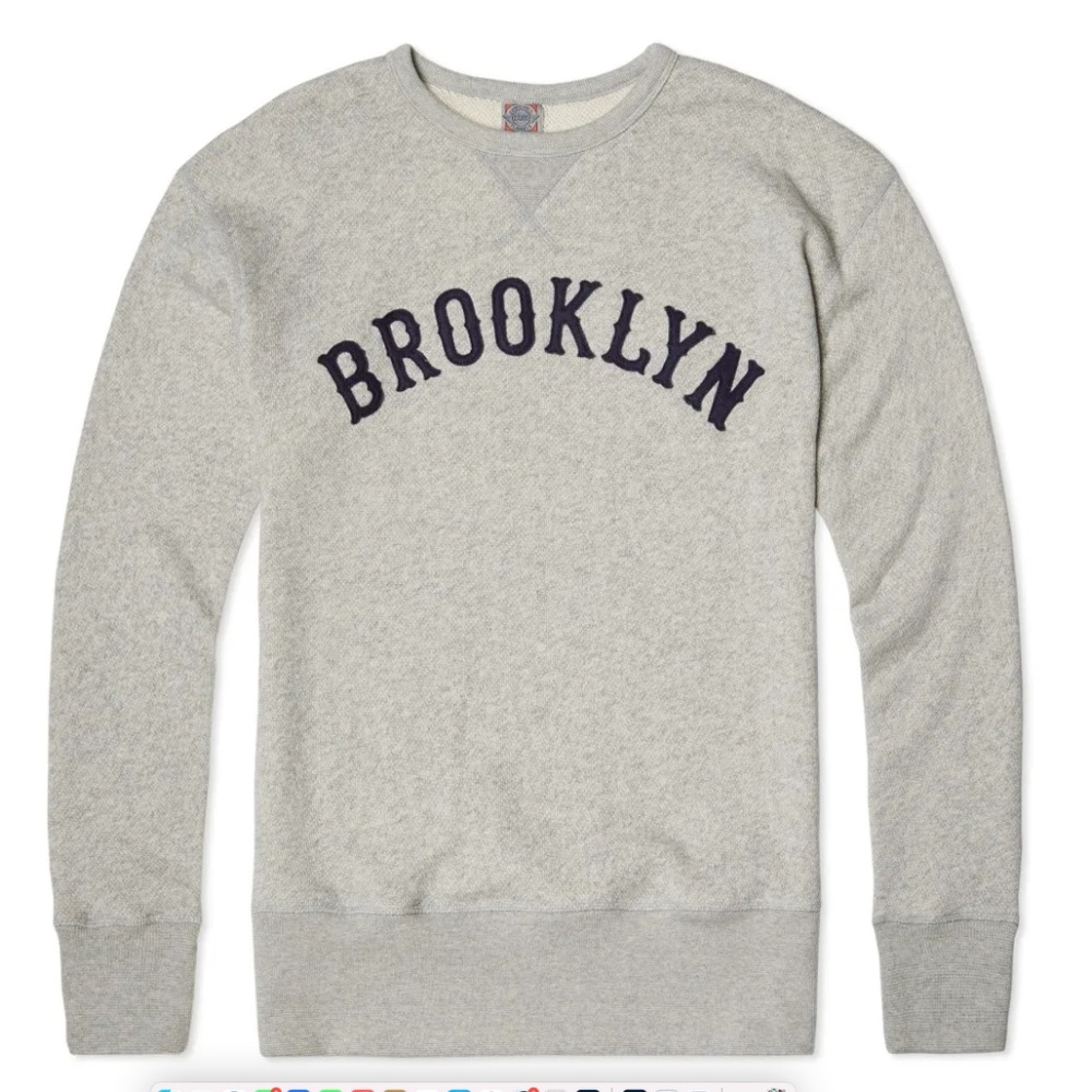 Ebbets Field Flannels Brooklyn Crew Grey Sweatshirt S